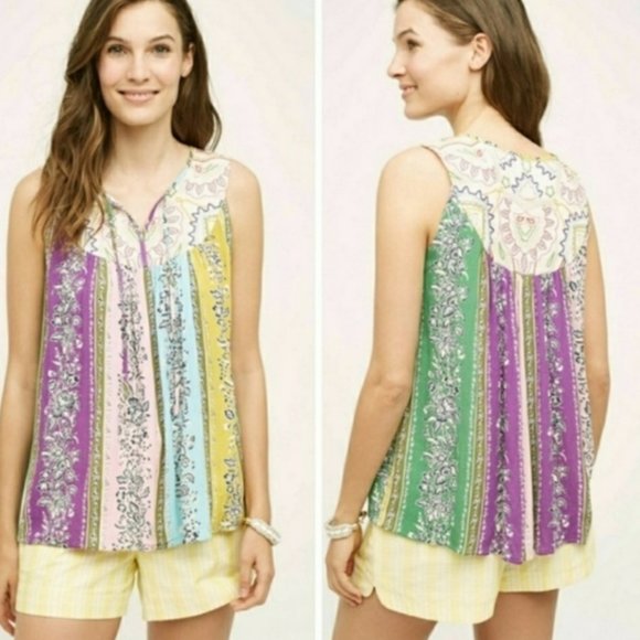 ANTHROPOLOGIE One September Colorful Embroidered Tank Top NWT sz XS - Picture 1 of 6